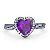 Halo Twisted Infinity Heart Engagement Ring Cubic Zirconia 925 Sterling Silver