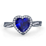 Halo Twisted Infinity Heart Engagement Ring Cubic Zirconia 925 Sterling Silver