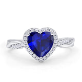 Halo Twisted Infinity Heart Engagement Ring Cubic Zirconia 925 Sterling Silver