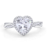 Halo Twisted Infinity Heart Engagement Ring Cubic Zirconia 925 Sterling Silver