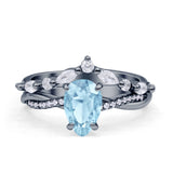 Teardrop Pear Twisted Infinity Style Bridal Two Piece Engagement Ring Cubic Zirconia 925 Sterling Silver