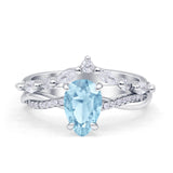 Teardrop Pear Twisted Infinity Style Bridal Two Piece Engagement Ring Cubic Zirconia 925 Sterling Silver