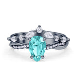 Teardrop Pear Twisted Infinity Style Bridal Two Piece Engagement Ring Cubic Zirconia 925 Sterling Silver