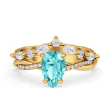 Teardrop Pear Twisted Infinity Style Bridal Two Piece Engagement Ring Cubic Zirconia 925 Sterling Silver