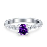 Solitaire Accent Wedding Ring Simulated Cubic Zirconia 925 Sterling Silver