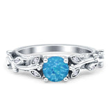 Vintage Style Floral Round Engagement Ring Cubic Zirconia 925 Sterling Silver