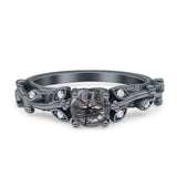 Vintage Floral Leaf Style Round Natural Rutilated Quartz Engagement Ring
