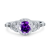 Art Deco Round Engagement Ring Cubic Zirconia 925 Sterling Silver