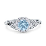 Art Deco Round Engagement Ring Cubic Zirconia 925 Sterling Silver