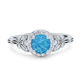 Art Deco Round Engagement Ring Cubic Zirconia 925 Sterling Silver