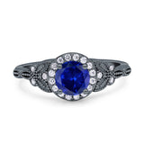 Art Deco Round Engagement Ring Cubic Zirconia 925 Sterling Silver