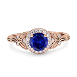Art Deco Round Engagement Ring Cubic Zirconia 925 Sterling Silver