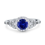 Art Deco Round Engagement Ring Cubic Zirconia 925 Sterling Silver