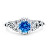 Art Deco Round Engagement Ring Cubic Zirconia 925 Sterling Silver