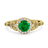 Art Deco Round Engagement Ring Cubic Zirconia 925 Sterling Silver