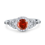 Art Deco Round Engagement Ring Cubic Zirconia 925 Sterling Silver
