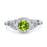 Art Deco Round Engagement Ring Cubic Zirconia 925 Sterling Silver