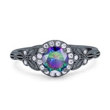 Art Deco Round Engagement Ring Cubic Zirconia 925 Sterling Silver
