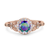 Art Deco Round Engagement Ring Cubic Zirconia 925 Sterling Silver