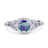 Art Deco Round Engagement Ring Cubic Zirconia 925 Sterling Silver
