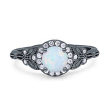 Art Deco Round Engagement Ring Cubic Zirconia 925 Sterling Silver