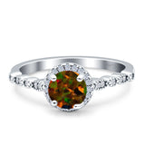 Halo Round Engagement Ring Cubic Zirconia 925 Sterling Silver
