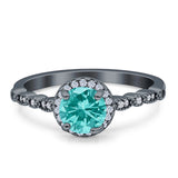 Halo Round Engagement Ring Cubic Zirconia 925 Sterling Silver