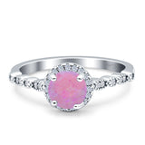 Halo Round Engagement Ring Cubic Zirconia 925 Sterling Silver