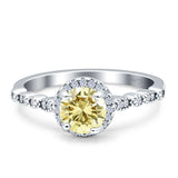 Halo Round Engagement Ring Cubic Zirconia 925 Sterling Silver