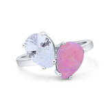 Teardrop Pear Art Deco Wedding Engagement Ring Simulated Cubic Zirconia 925 Sterling Silver