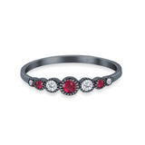 Half Eternity Band Round Simulated Ruby Cubic Zirconia 925 Sterling Silver (4mm)
