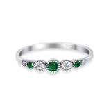 Half Eternity Band Round Simulated Green Emerald Cubic Zirconia 925 Sterling Silver (4mm)