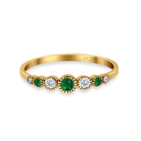 Half Eternity Band Round Simulated Green Emerald Cubic Zirconia 925 Sterling Silver (4mm)