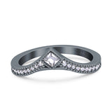 Princess Cut Art Deco Engagement Wedding Half Eternity Ring Simulated CZ 925 Sterling Silver
