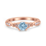 Heart Filigree Art Deco Wedding Bridal Ring Round Simulated Cubic Zirconia 925 Sterling Silver