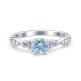 Heart Filigree Art Deco Wedding Bridal Ring Round Simulated Cubic Zirconia 925 Sterling Silver