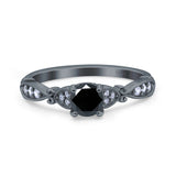 Heart Filigree Art Deco Wedding Bridal Ring Round Simulated Cubic Zirconia 925 Sterling Silver
