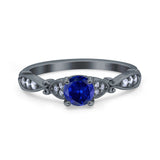 Heart Filigree Art Deco Wedding Bridal Ring Round Simulated Cubic Zirconia 925 Sterling Silver