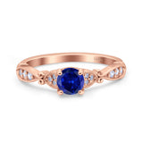 Heart Filigree Art Deco Wedding Bridal Ring Round Simulated Cubic Zirconia 925 Sterling Silver