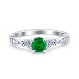 Heart Filigree Art Deco Wedding Bridal Ring Round Simulated Cubic Zirconia 925 Sterling Silver