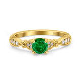 Heart Filigree Art Deco Wedding Bridal Ring Round Simulated Cubic Zirconia 925 Sterling Silver