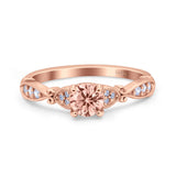 Heart Filigree Art Deco Wedding Bridal Ring Round Simulated Cubic Zirconia 925 Sterling Silver
