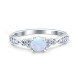 Heart Filigree Art Deco Wedding Bridal Ring Round Simulated Cubic Zirconia 925 Sterling Silver