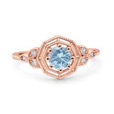Art Deco Wedding Bridal Ring Marquise Design Round Simulated Cubic Zirconia 925 Sterling Silver