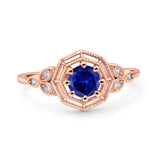 Art Deco Wedding Bridal Ring Marquise Design Round Simulated Cubic Zirconia 925 Sterling Silver