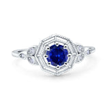 Art Deco Wedding Bridal Ring Marquise Design Round Simulated Cubic Zirconia 925 Sterling Silver