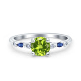 Vintage Style Round Bridal Wedding Engagement Ring Marquise Blue Sapphire Simulated Cubic Zirconia 925 Sterling Silver