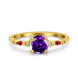 Vintage Style Round Bridal Wedding Engagement Ring Marquise Ruby Simulated Cubic Zirconia 925 Sterling Silver