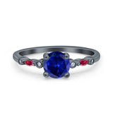 Vintage Style Round Bridal Wedding Engagement Ring Marquise Ruby Simulated Cubic Zirconia 925 Sterling Silver