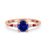 Vintage Style Round Bridal Wedding Engagement Ring Marquise Ruby Simulated Cubic Zirconia 925 Sterling Silver